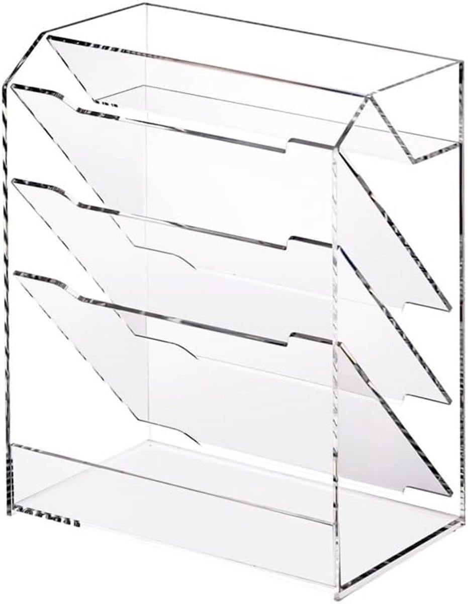 Dossierhouder Bureau - Documenten Organizer - Kantoor Organiseren - Vijf Schuine Vakken - 355 cm Hoog - Transparant