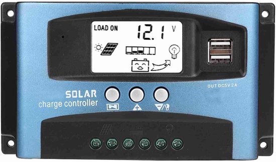 Solar Laadregelaar - MPPT Controller - Energie Beheer - Dual USB LCD - 50A - Blauw