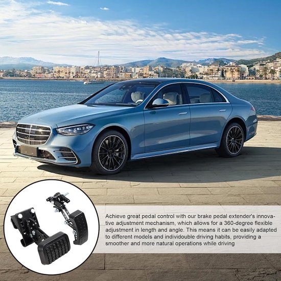 Verlengd Rempedaal - Pedaalverlenger Adapter - Verbeterd Rijcomfort - Vrij Instelbaar - 23 x 18 x 9 cm - Zwart — afbeelding 3