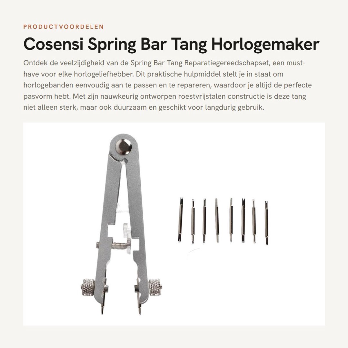 Dailygoods- Springbar Tang - Roestvrijstalen Gereedschap - Horlogemaker - Vervangen van Veerstaven - Onderhoud Horlogeband - Lichtgewicht en Duurzaam - Horlogetang