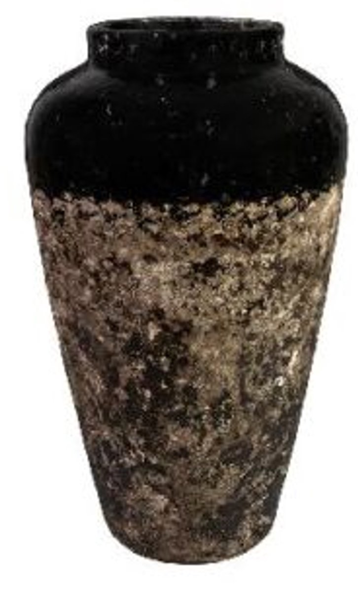 Fles Bloempot Lindy | Zwart & Bruin | D28 x H50 cm | keramiek | zwaar gewicht