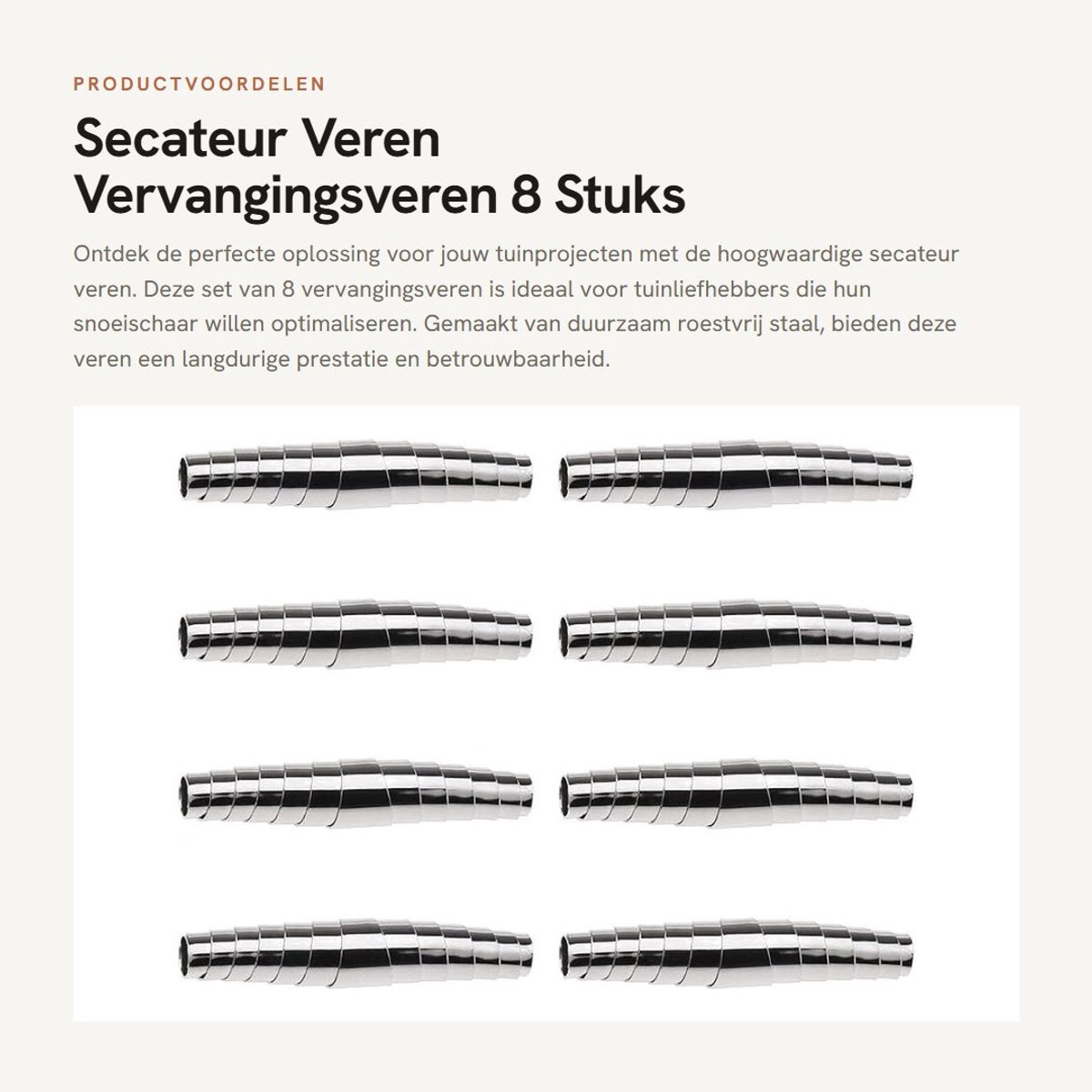 Dailygoods- Snoeischaar Vervangingsveren 8 Stuks - Roestvrij Staal - 5,8 cm - Duurzaam - Flexibel - Verbeterde Snijefficiëntie - Snoeiaccessoire