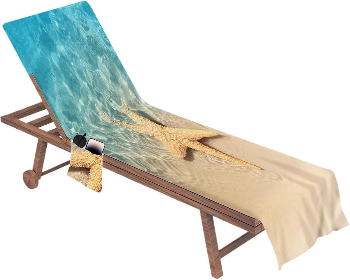 Strandlaken Stoelhoes - Ligstoel Handdoek - Ontspannen Buiten - Met Opbergvak - 211 x 74 c