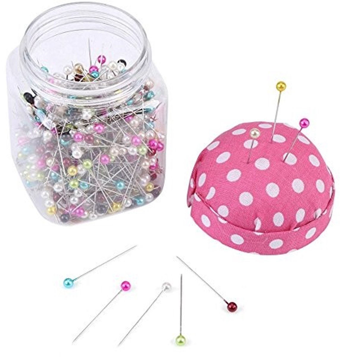 Dailygoods- Quiltnaalden 500 Stuks - Spelden - Speldenkussen - Naaien - Knutselen - Schoolprojecten - Gemengde kleuren in fles - Naalden