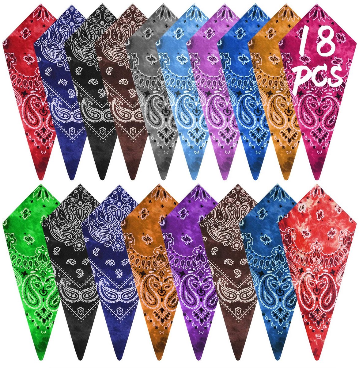 Dailygoods- Katoenen Doeken 8 Stuks - Batik-effect/Paisley - Cowboydoeken - Accessoires voor Volwassenen/Kinderen - Sneldrogend Polyester - Handwas aanbevolen - Bandana
