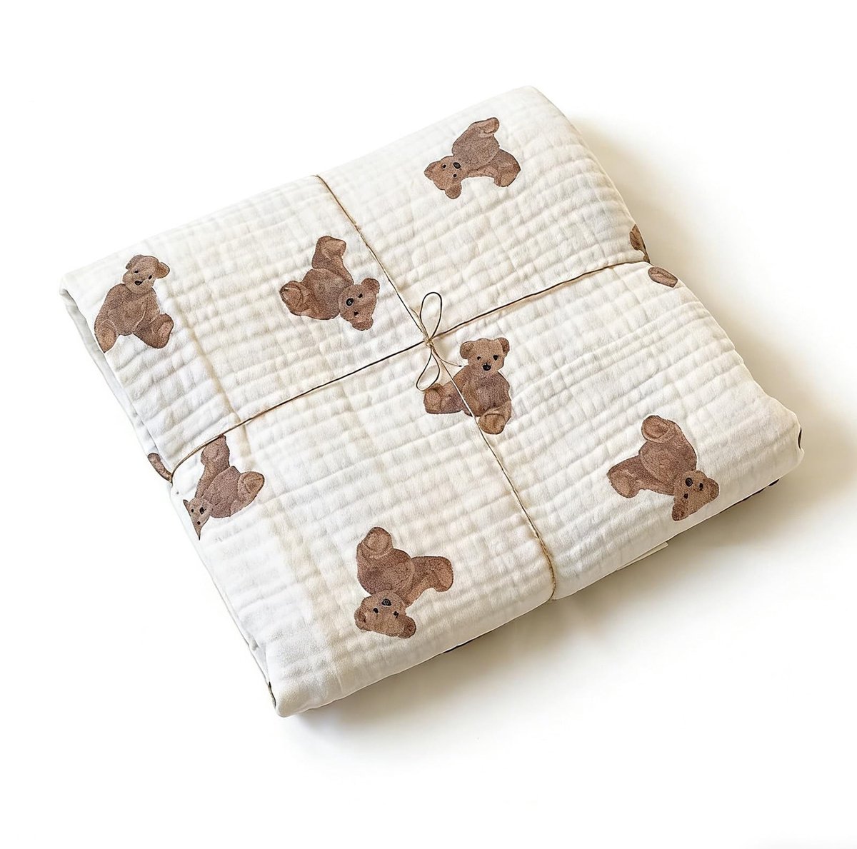 Dailygoods- Wikkeldeken 90 x 130 cm - Ademend - Zacht - 100% Katoen - Dubbeldekker - Berenmotief - Baddeken
