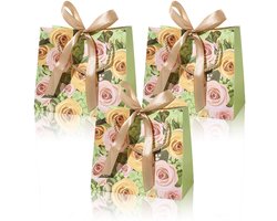 Dailygoods - BSITSSS 3 Rozen Gift Bags, Happy Birthday Luxe Gift Bag, 25x12x20cm Groen Party Favor Candy Zakken voor Meisjes Douche Decoraties