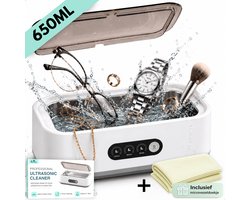 Boncy® Ultrasoon Reiniger - Ultrasone Brillenreiniger - Ultrasonic Cleaner Brillenbad 650ml - Ultrasoonreinigers - Bril Schoonmaken Apparaat - Reinigingsapparaat voor Sieraden Brillen Horloge Juwelen - Inclusief Microvezeldoekje - 3 Timer Standen