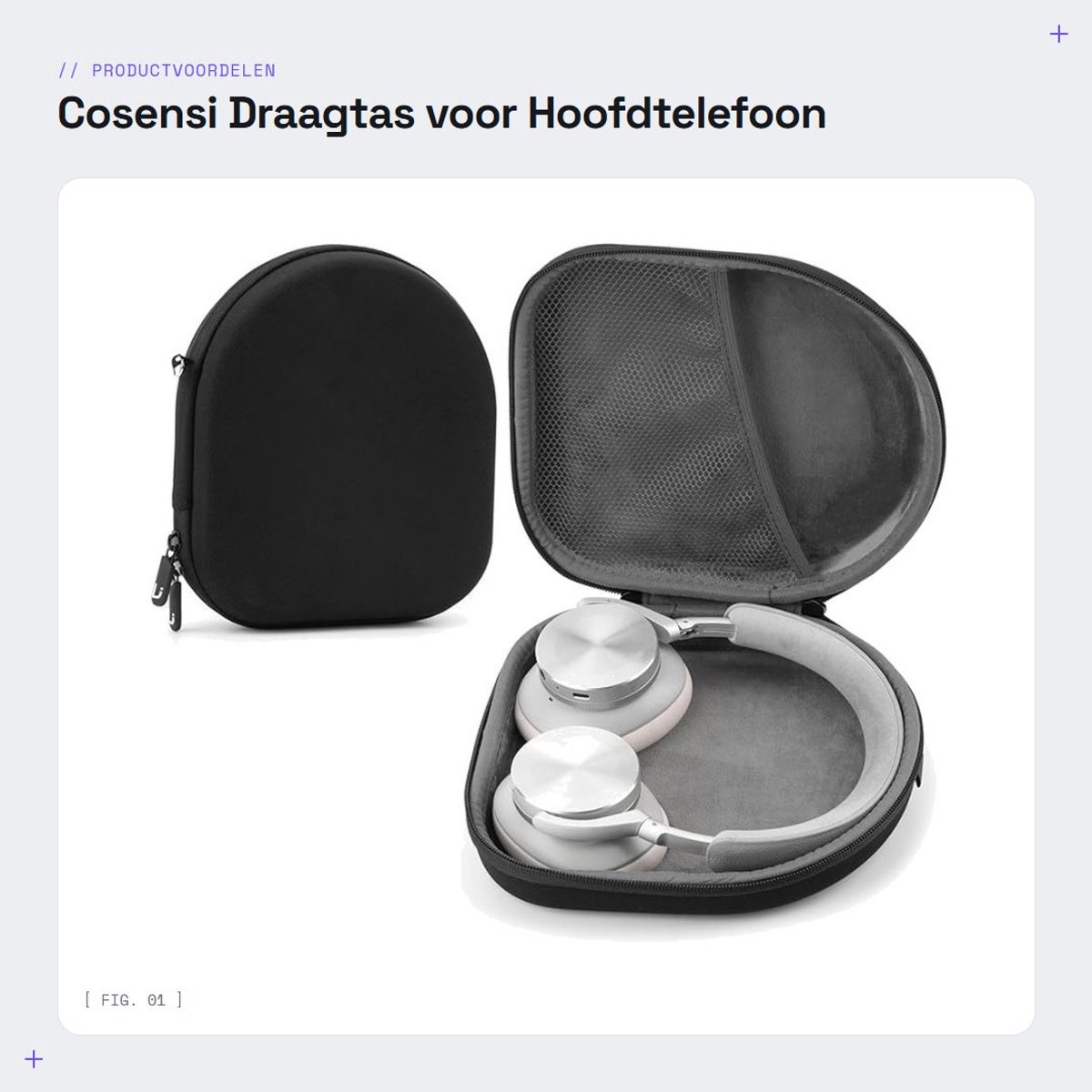 Dailygoods - Draagtas voor Hoofdtelefoon - Beschermende Reistas - Zwart - Voor Oplader en Kabel - Geschikt voor Diverse Modellen