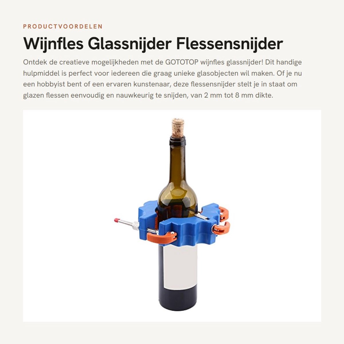 Dailygoods - Wijnfles Glassnijder - Flessensnijder - Eenvoudig glas snijden - Blauw - DIY Kit - Geschikt voor glazen flessen tot 8 mm - Perfect voor c...