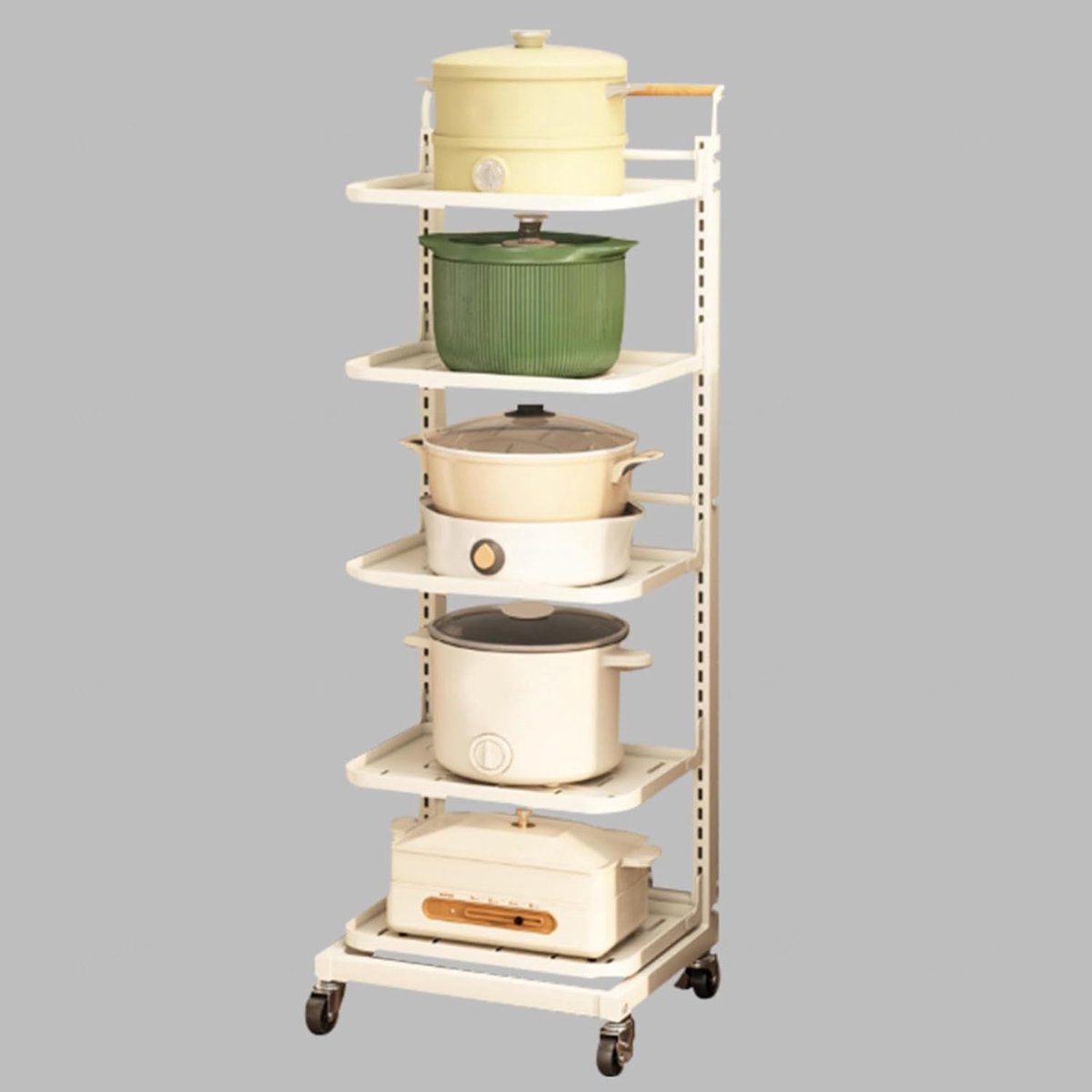 Magnetron Plank Stand - Keukenrek - Keuken Opbergen - 5 Planken 1 Mand - Ruimtebesparend - Wit
