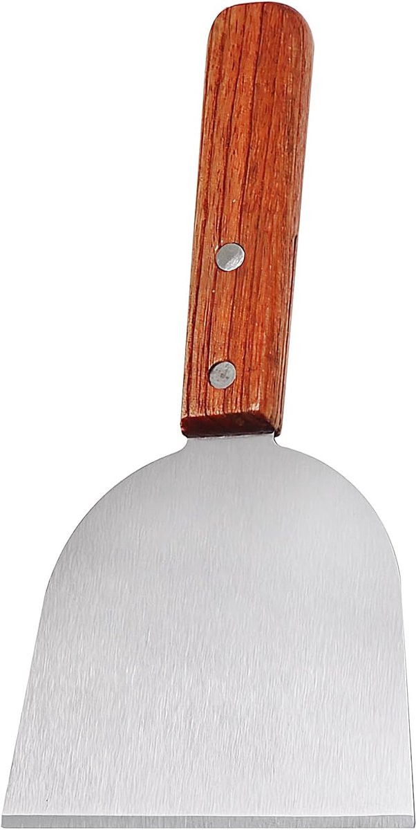 Grill Schraper Bakplaat Schraper Koken en Reinigen Roestvrijstaal Hout 22x13 cm Zilver
