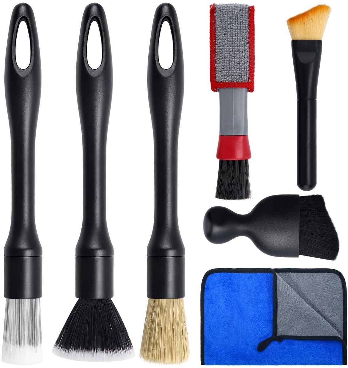 Dailygoods- Detailpenselenset 7-delig - Auto-reinigingsborstel - Detailleringsborstels - Stofborstel - Interieurreiniging - Hoogwaardige kwaliteit - Autoreinigingsset