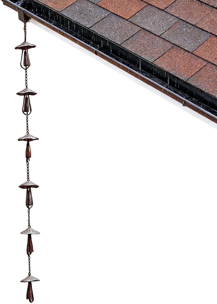 Dakgoot Ketting - Regenpijp Vervanging - Waterafvoer Tuin - Roterend Decoratief - 130 cm Lengte - Metaal