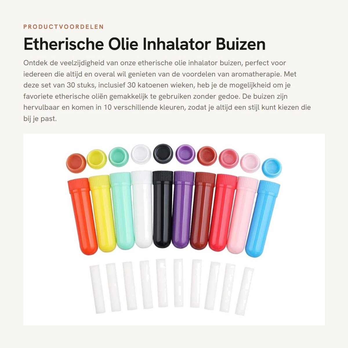 Dailygoods- Neusinhalator Set 30 Stuks - Hervulbare Etherische Olie Buizen - Aromatherapie - 10 Kleuren - Compact en Lichtgewicht