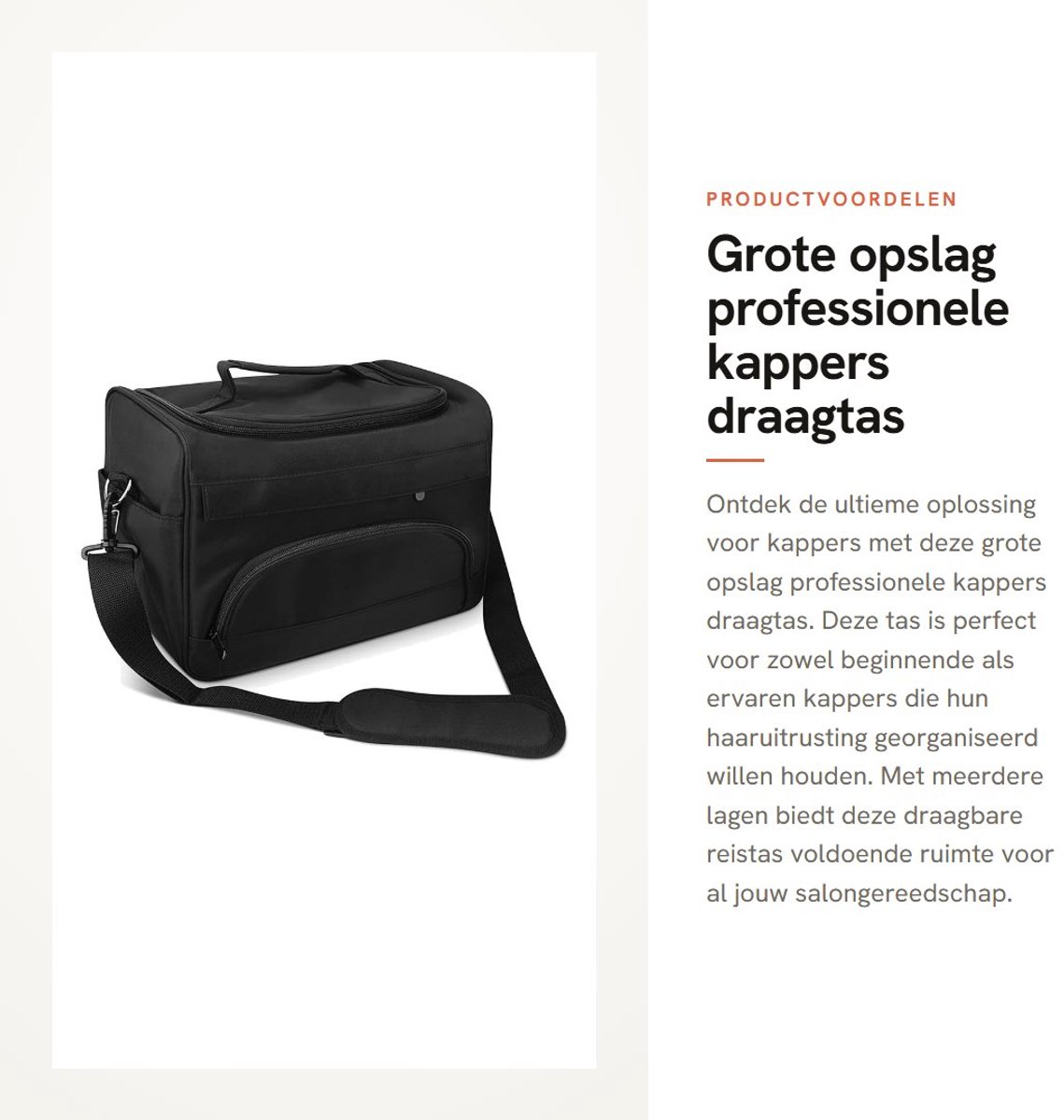 Dailygoods- Kappers Draagtas Grote Opslagcapaciteit - Professionele Draagtas - Verstelbare Schouderriem - Meerdere Lagen - Zwart - Geschikt voor Salongereedschap - Stylingtas