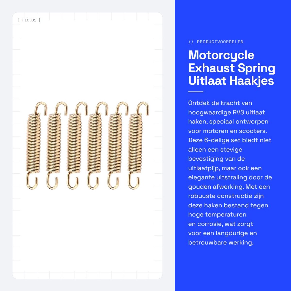 Dailygoods- Uitlaatveer 6 Stuks - Roestvrijstalen Uitlaatdemper - Veerhaken voor Motorfiets/Scooter - ATV Accessoire - Hoogwaardige Kwaliteit - Demperveer