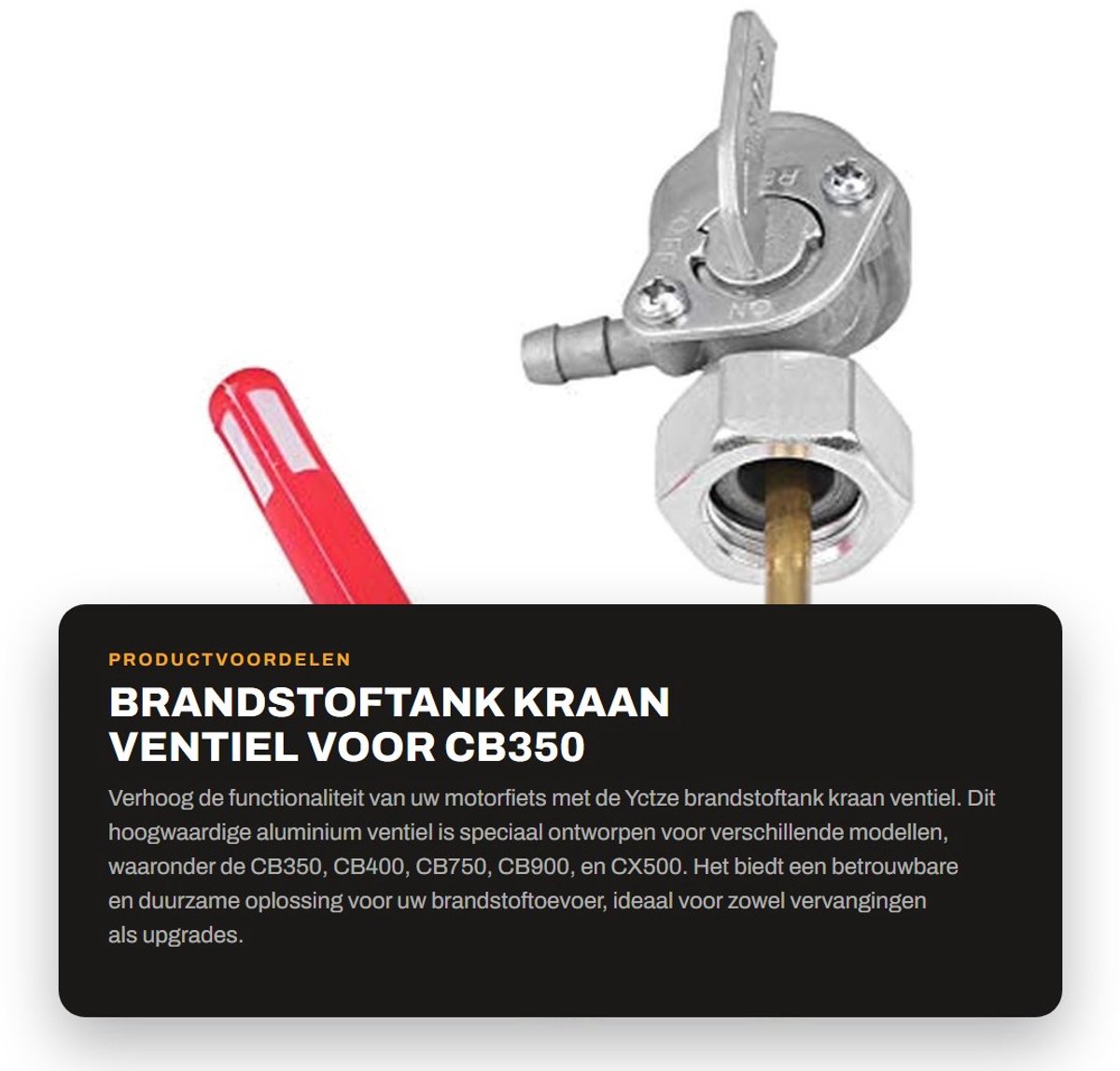 Dailygoods- Brandstoftankkraan Hoogwaardige Kwaliteit - Vervanging voor CB350/CB400/CB750/CB900/CX500 - Duurzaam - Aluminium - Schakelklep - Geschikt voor Motorrijders - Brandstofkraan
