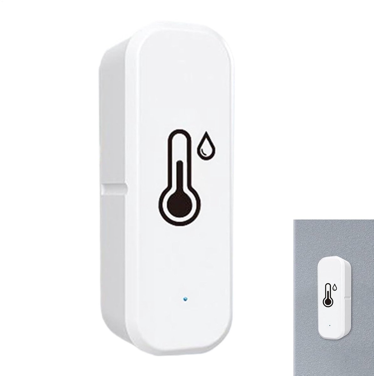 Temperatuur Monitor - Vochtigheid Sensor - Klimaat Bewaken - WiFi Dubbele Modus - 7x2.5x2 cm - Wit