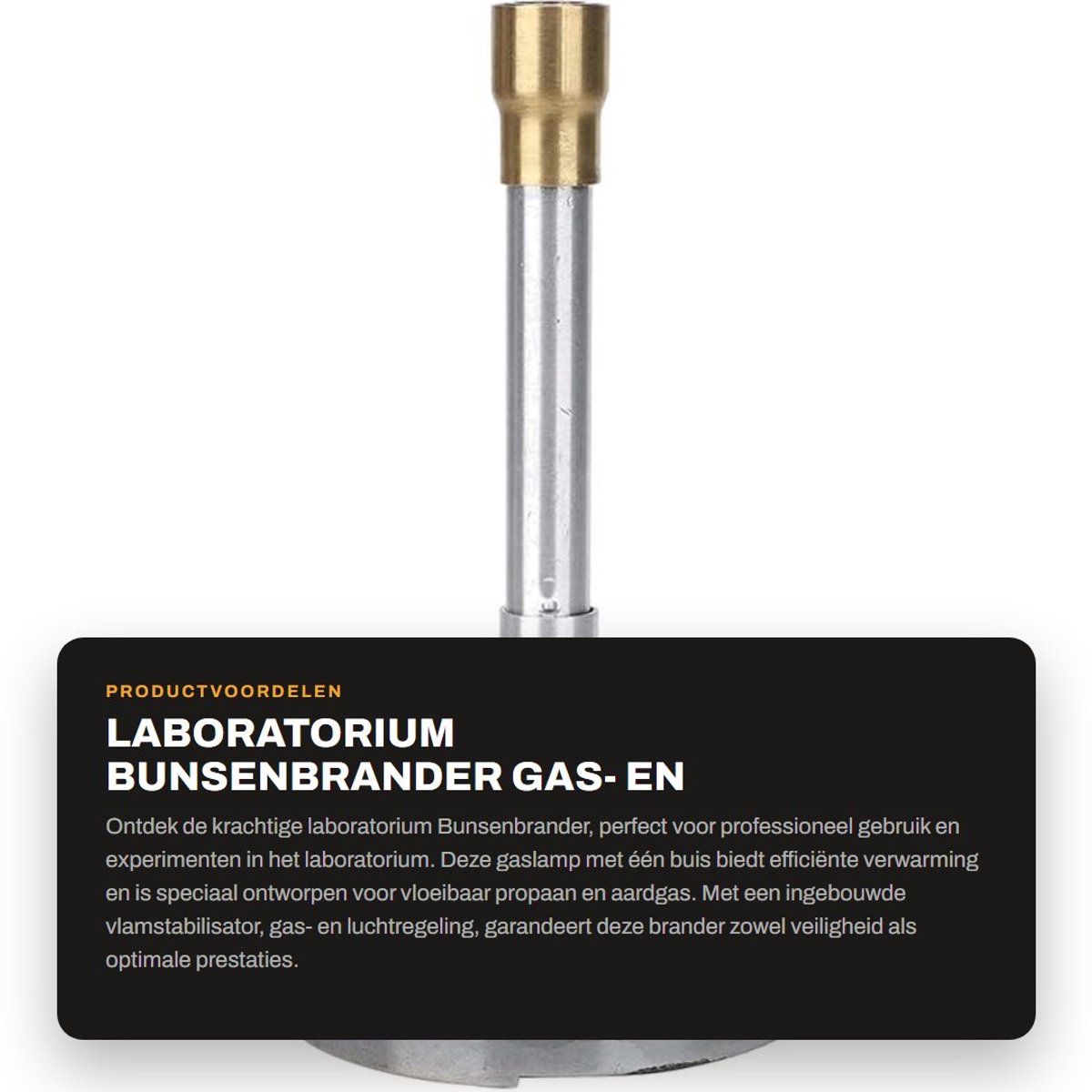 Dailygoods- Bunsenbrander met Vlamstabilisator - Gas- en Luchtregeling - Laboratoriumverwarming - Efficiënte Verbranding - Veiligheidsvoorzieningen - Hoge Temperatuur - Gasbrander