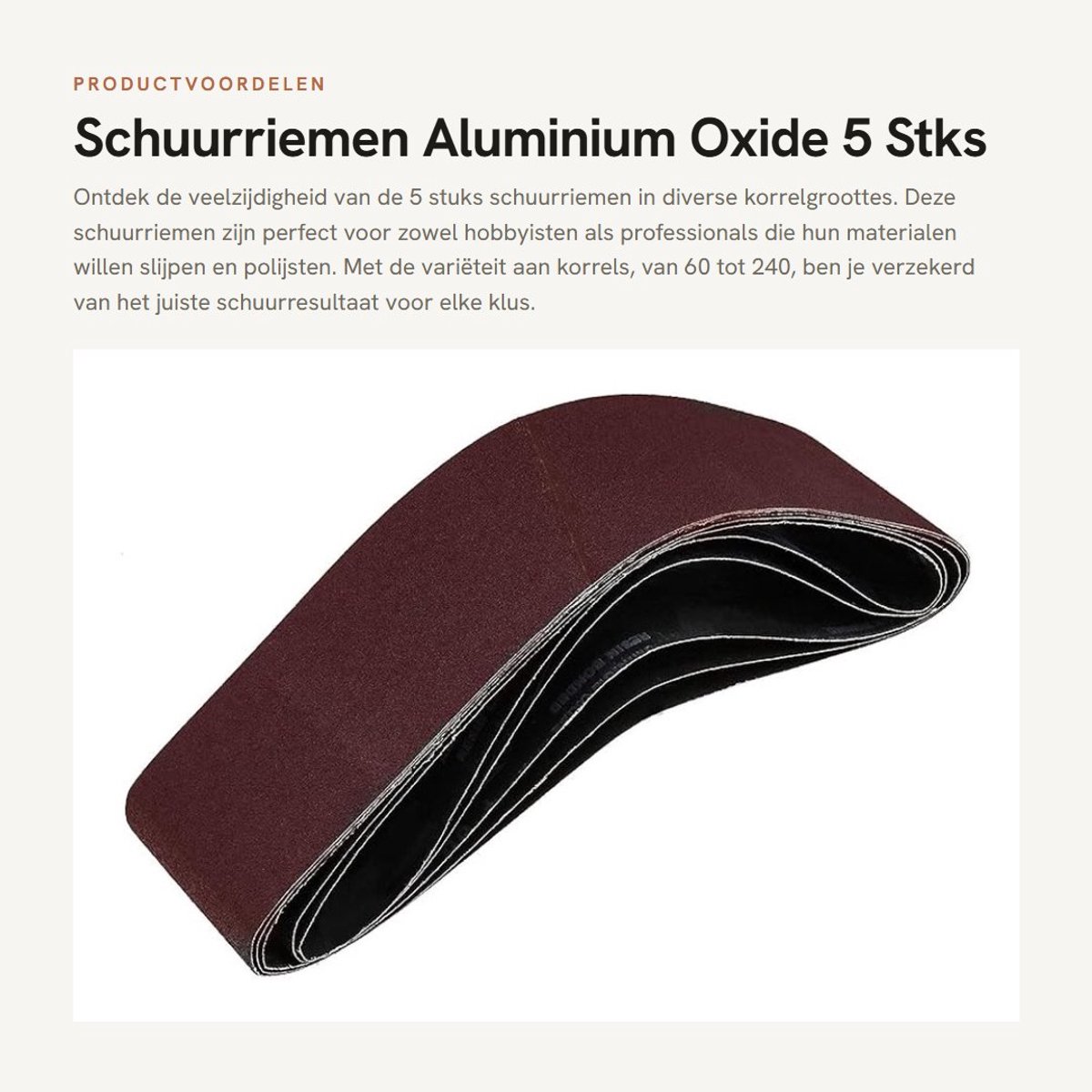 Dailygoods- Schuurpapier Set 5 Stks - Diverse Grits 60/80/120/180/240 - 100x915mm - Aluminiumoxide - Geschikt voor Riemschuurmachines - Schuurriemen