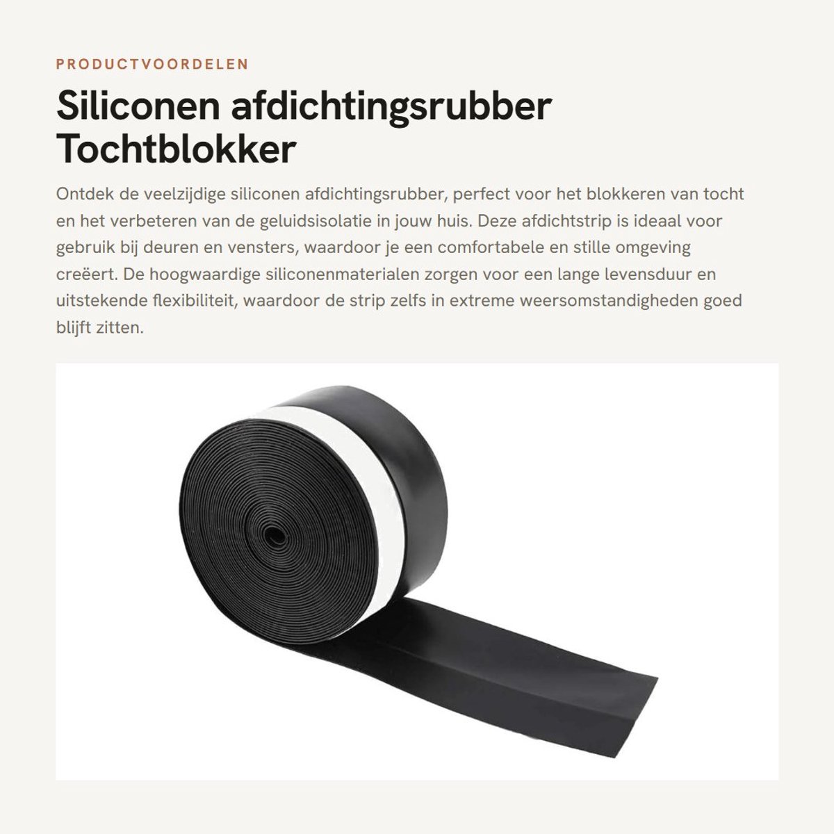 Dailygoods- Afdichtstrip Hoge Kwaliteit - Siliconen Tochtblokker - Geluidsisolatie - Insectenbestendig - Duurzaam - Flexibel 55M 45mm - Weerstrip