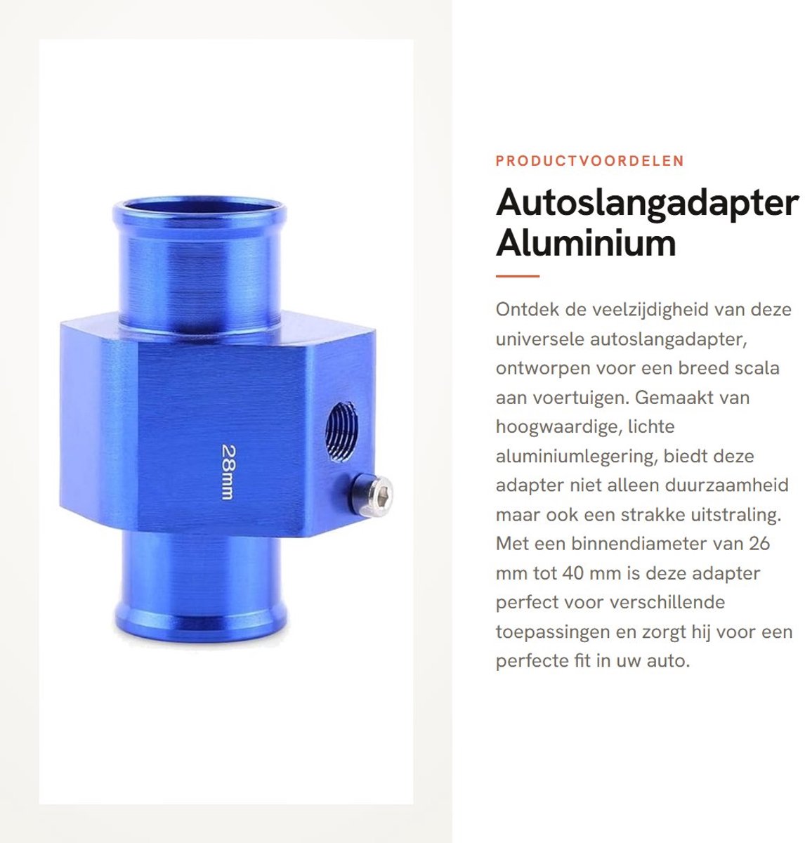 Dailygoods - Autoslangadapter - Aluminium Temperatuursensoradapter - Universeel - 28 mm - Lichtgewicht - Duurzaam - Voor de meeste auto's