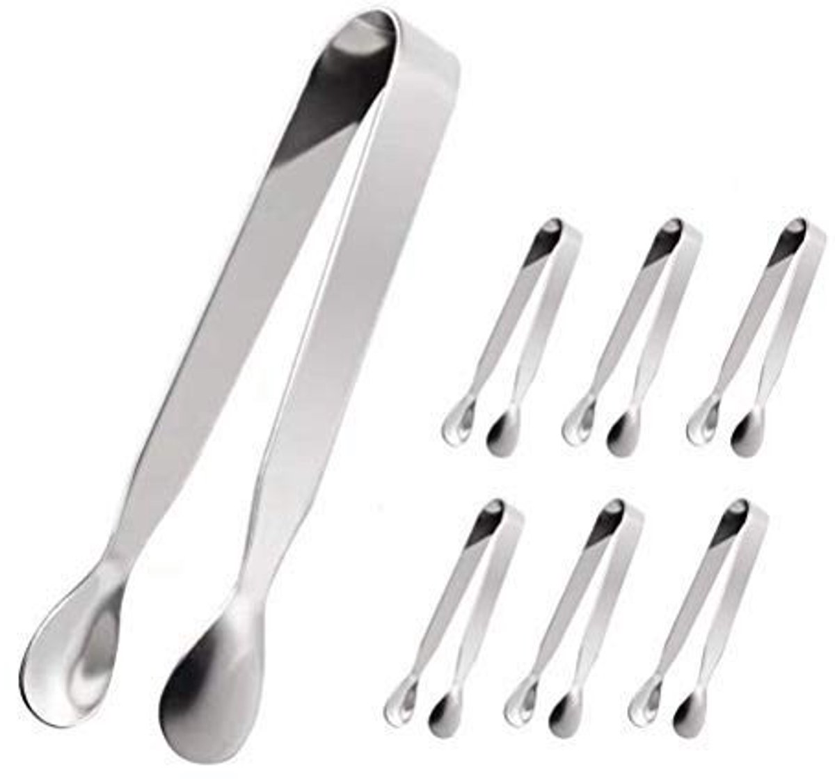 Dailygoods- Serveertang Roestvrij Staal - Mini Keukentang - Vleestang - Voedingstang - Eenvoudig te Reinigen - Geschikt voor IJsblokjes en Hapjes