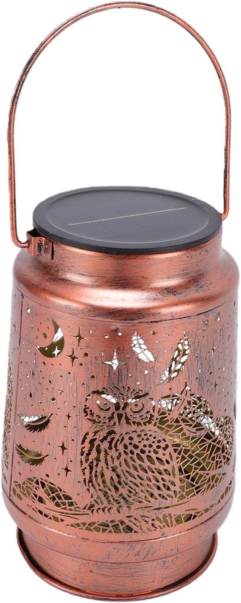 Zonne Uil Lantaarn - Hanglamp Buiten - Tuin Decoratie - Uitgehold Patroon - 16x10 cm - Met