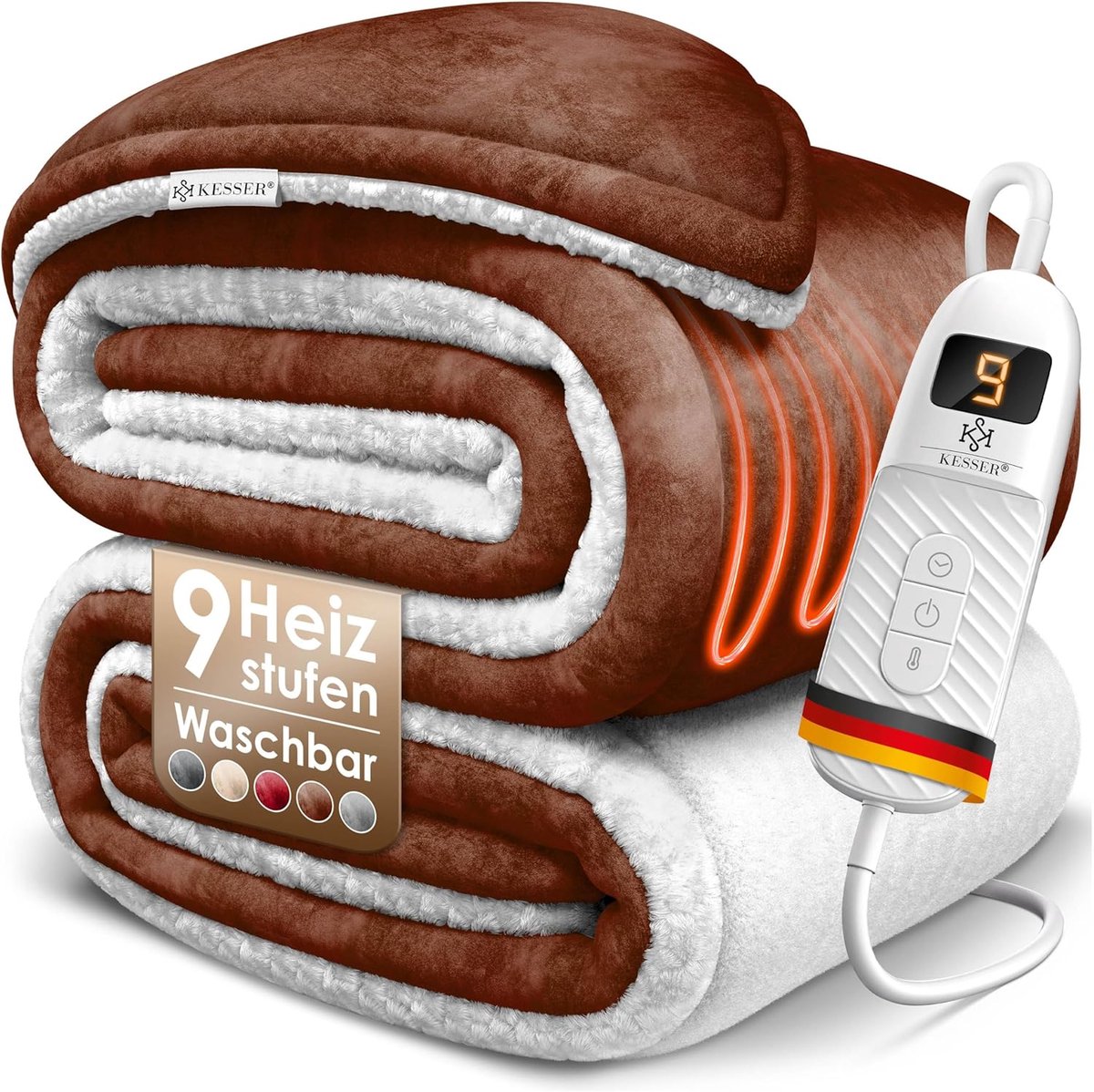 Elektrische Deken - Verwarmde Plaid - Gezellige Uren - 9 Warmtestanden - 200 x 180 cm - Bruin