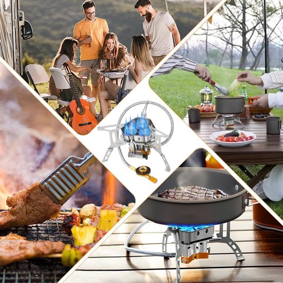 Dailygoody - Campingkooktoestel - 6800 Watt - Winddicht Ontwerp - Compact formaat - Gasfornuis - Ideaal voor kamperen - Lichtgewicht en draagbaar — afbeelding 2