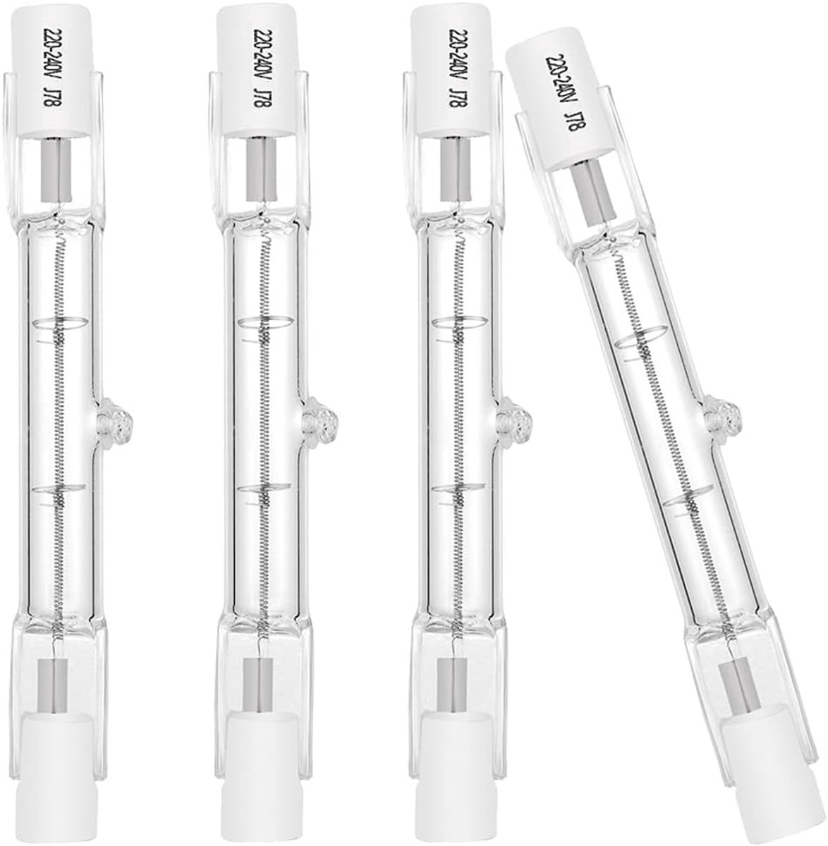 Eco Halogeenlampen - Staaf Lampen - Algemene Verlichting - Warm Wit Licht - 78 mm 4 Stuks - Transparant