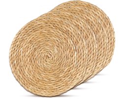 Dailygoods - Placemat ronde vlochten van waterhyacint: WANDGU van 4 30 cm Decorasian onderzetters, woonkamerdecoratie, gevlochten onderzetters voor warme gerechten, placemats outdoor