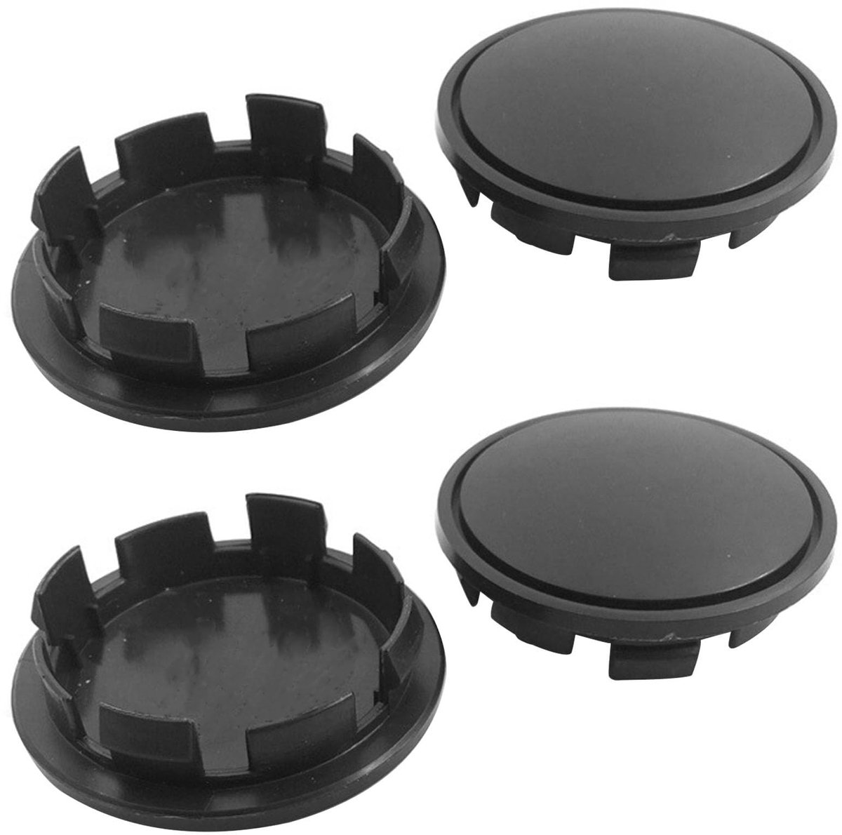Dailygoods - NIYATA 4 stuks naafdoppen voor VW, zwart, wieldoppen, 65 mm, VW 65 mm, zwart mat 3b7601171