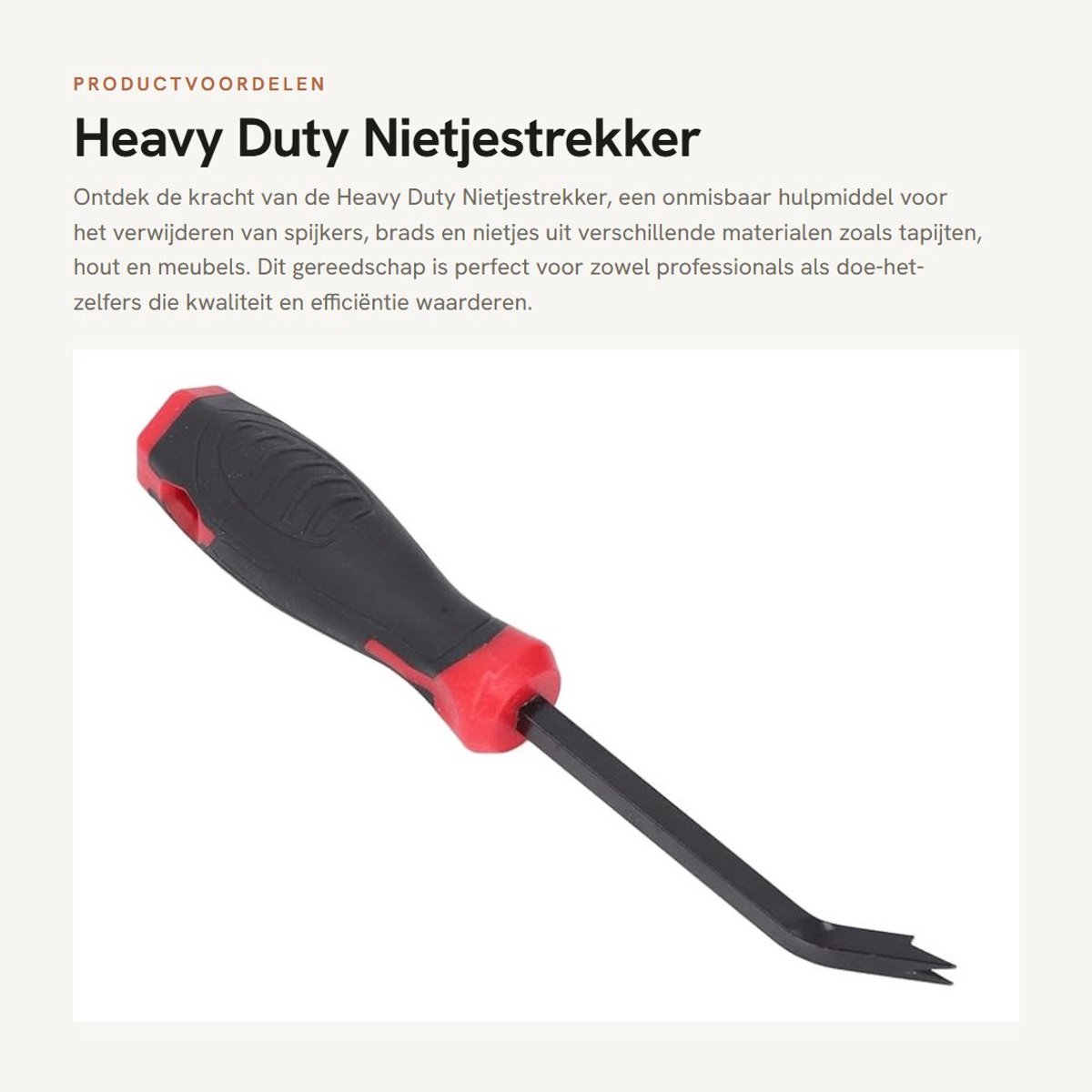Dailygoods- Nietjestrekker Heavy Duty - Spijkerverwijderaar - 30 Graden Gebogen Klauw - PP-Handgreep - Voor Tapijten/Hout/Vloeren - Duurzaam Cr V-Staal