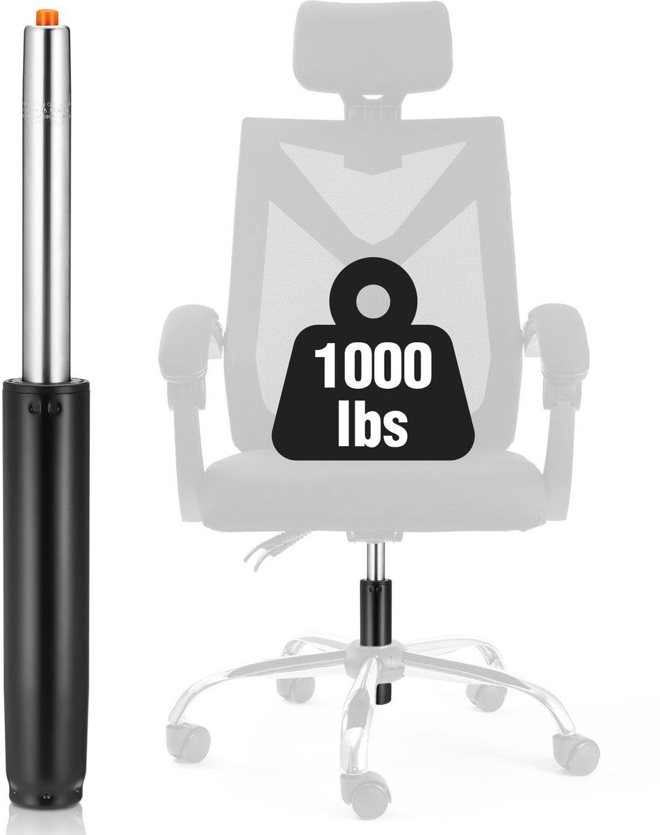 Dailygoods- Bureaustoel Cilinder Klasse 4 - Heavy-Duty 450kg - Universele Gaslift - Zwart - Verstelbaar 30-46cm - Duurzaam Gelegeerd Staal