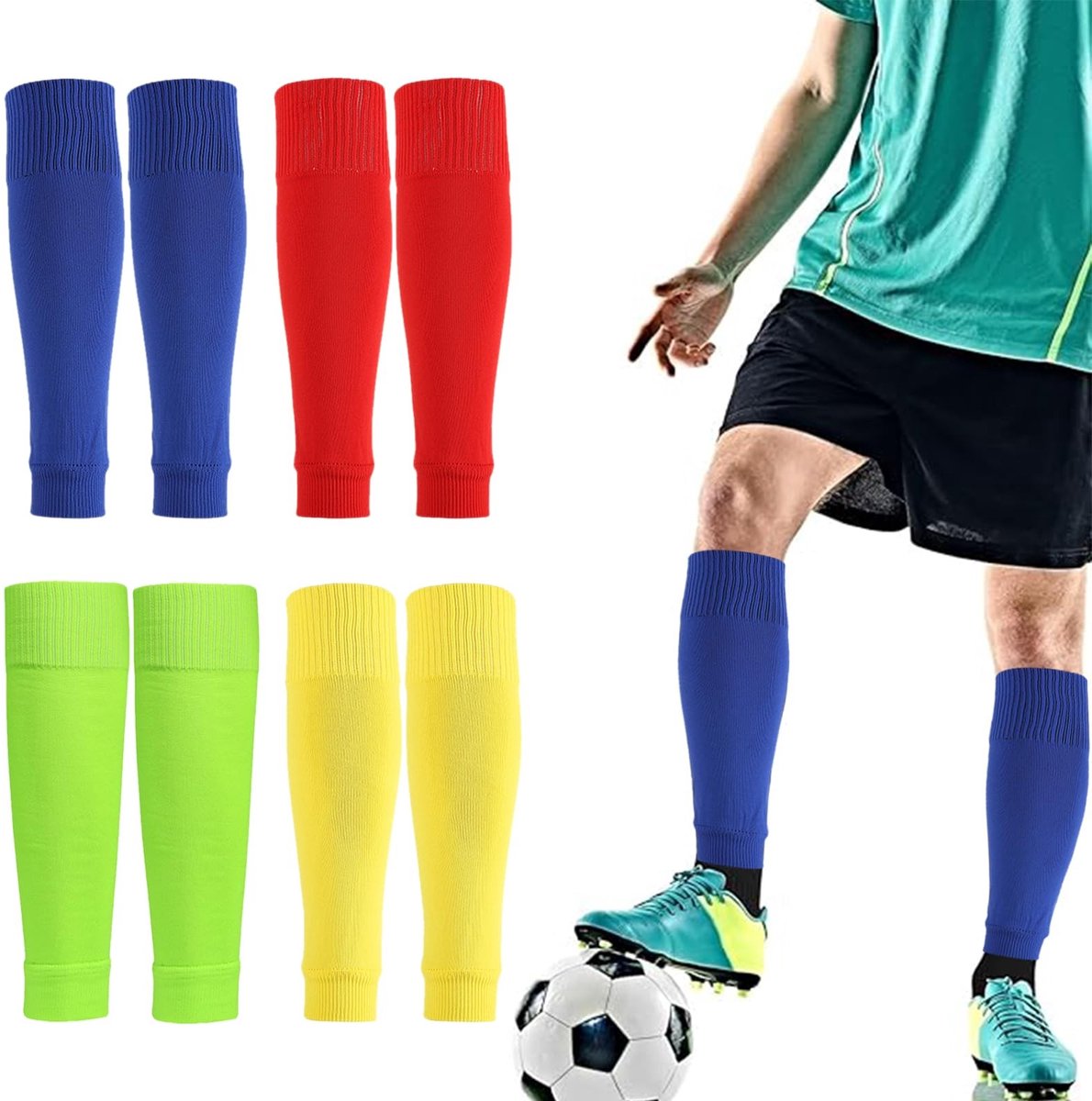Dailygoods - Sokken zonder sokken, voetbalsokken, uniseks sokken, voetbal in het midden van de kuit, geschikt voor voetbal, basketbal en andere sporten