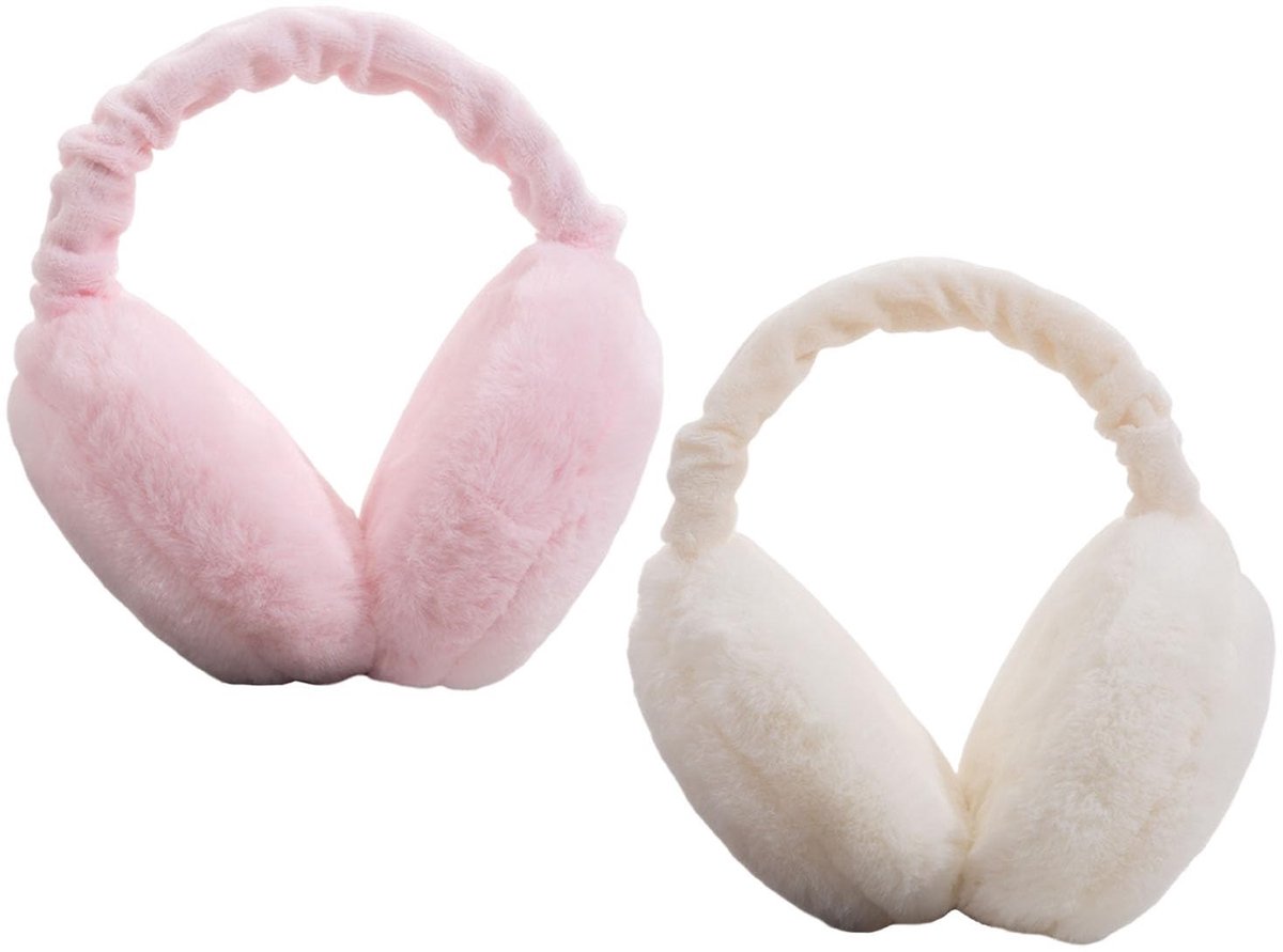 Dailygoods- Oorwarmers 2-delige set - Opvouwbaar - Pluche - Winddicht - Voor kinderen/vrouwen - Hoogwaardig imitatie konijnenbont - Oorbeschermers