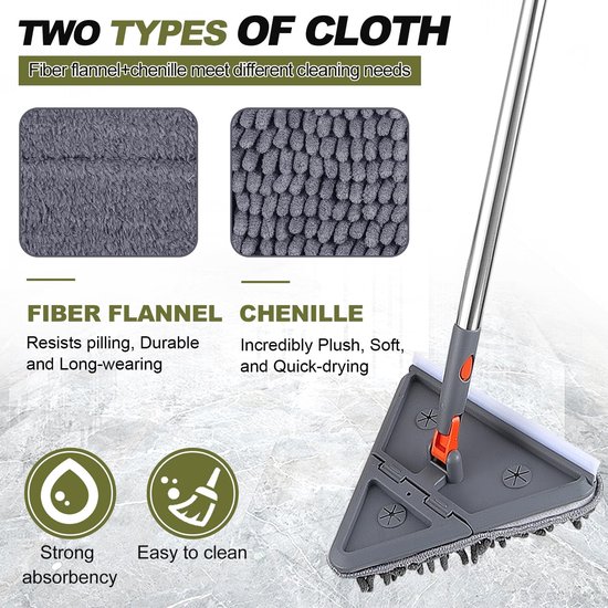 Wand- en Plintreiniger met Lange Steel - Dweil met 8 Herbruikbare Pads voor Al het Schoonmaakwerk van MAGICSWEEP — afbeelding 3