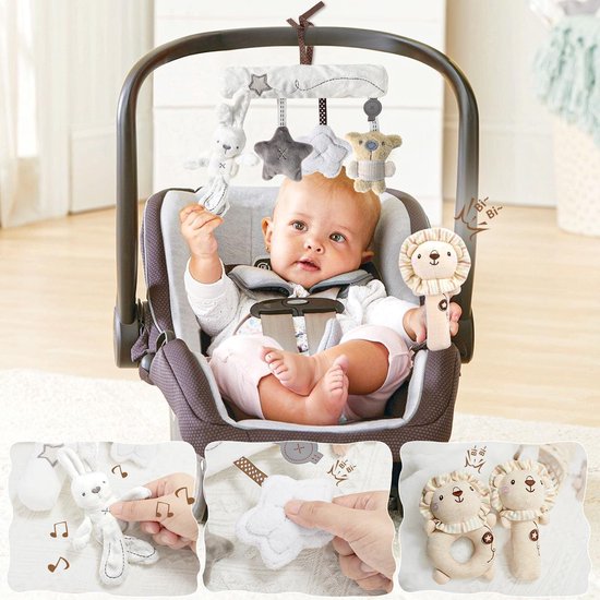 Dailygoods- Babycadeau Luxe Set - Babykleding met Berenprint - Rammler - Slabbetje - Houten Mijlpaalkaart - Wenskaart - Luxe Babybox - Babykado van Dailygoods — afbeelding 5