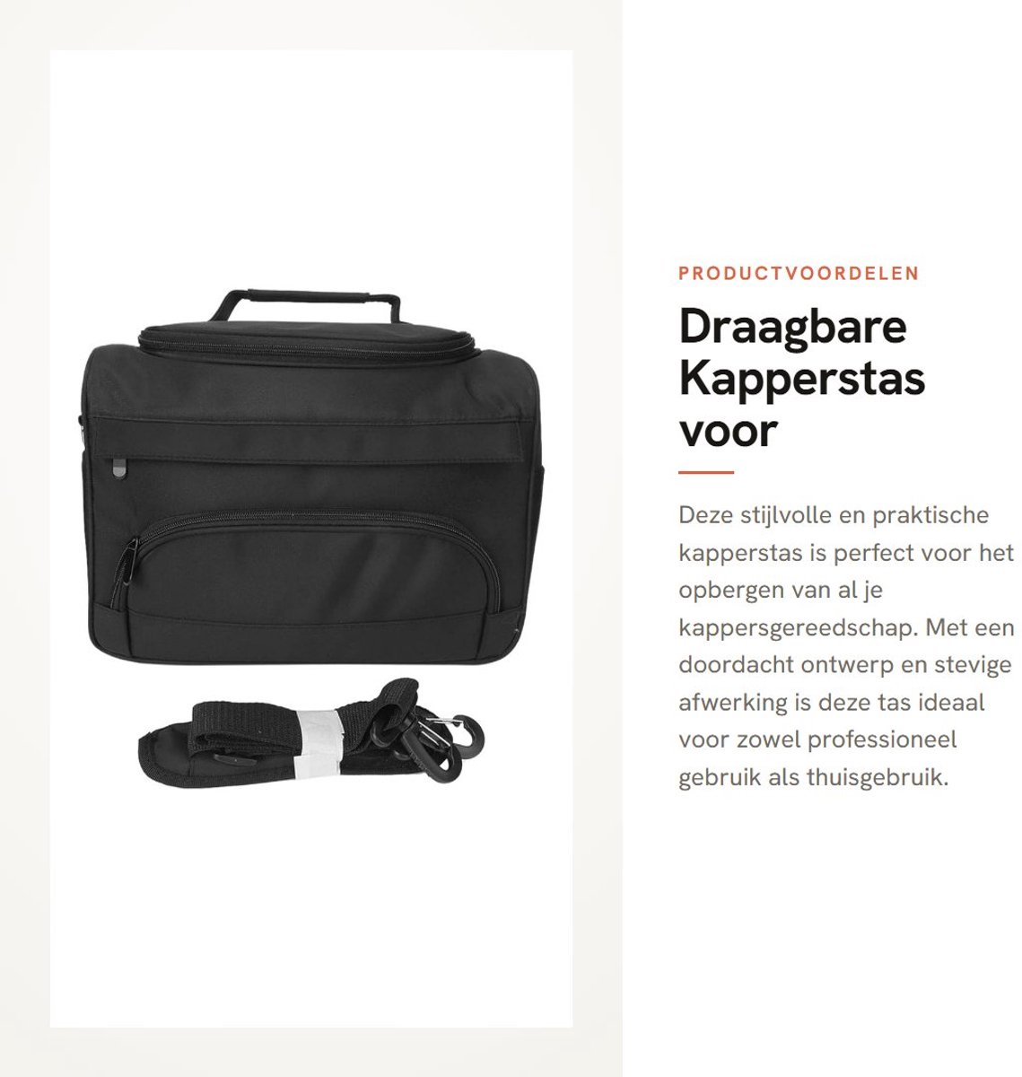 Dailygoods- Kapperstas Draagbaar - Kappersgereedschap - Cosmetische Tas - Zwart - 27x18x12cm - Hoogwaardig Materiaal - Stylingtas