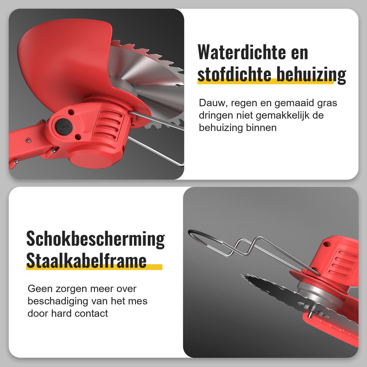 CONENTOOL 5-in-1 Accu Grastrimmer 21V 2000mAh - Incl. 2 Accu's & Lader - Opvouwbaar & Kantenmaaier - Draadloze Elektrische Grasmaaier voor Tuin & Bos – foto 7