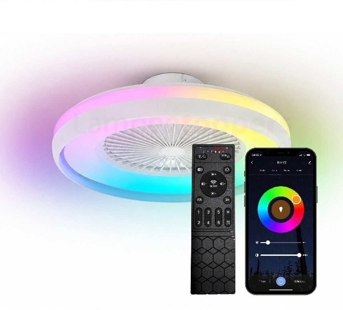 Freelight Plafondventilator Ventola Wit Ø 60cm incl. Remote & App
