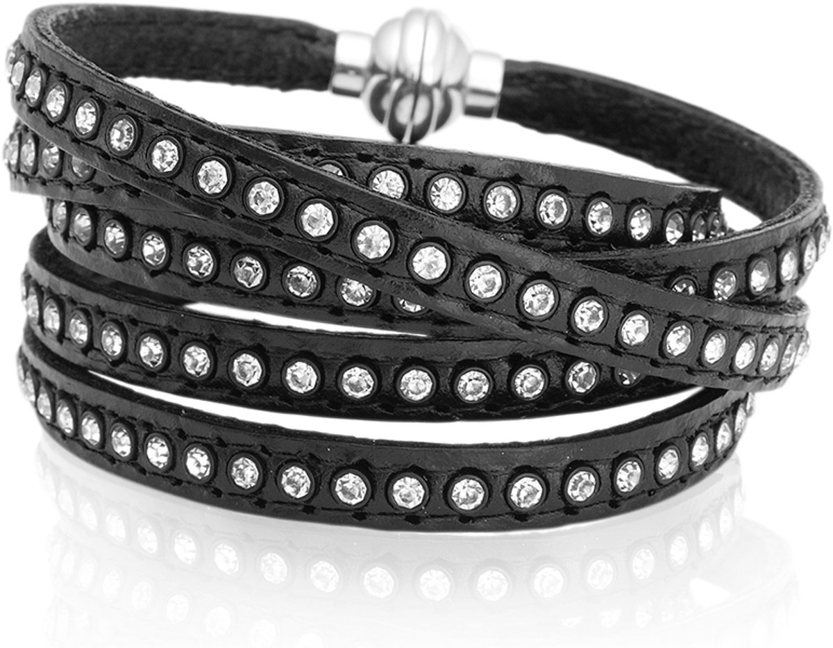 SIF JAKOBS JEWELLERY AREZZO BLACK BRACELET W/ZIRKONIA 90CM SJ-BR1726-BL/CZ/90.