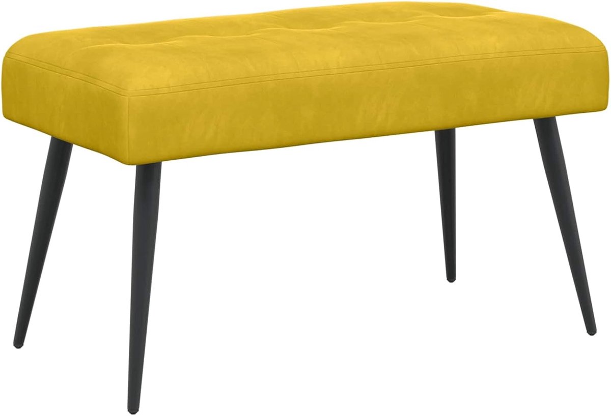 Zitbank Fluweel - Moderne bank - Extra zitplek - Knoopverstelling design - 80 x 40 cm - Geel