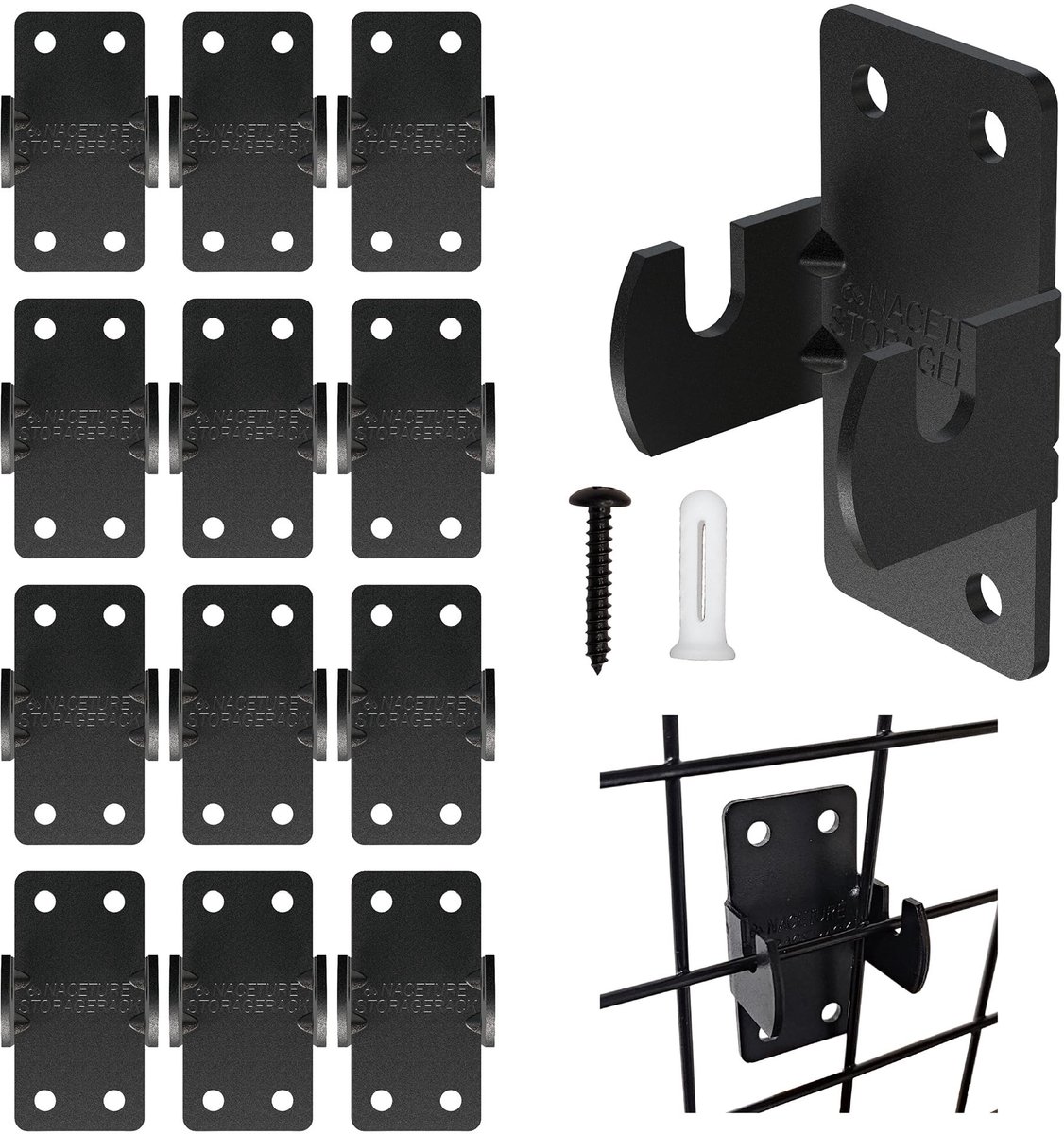 Dailygoods- Gridwall Beugels 12 Stuks - Wandbeugel - Wandbeugel Zwart - Wandbeugel Handgreep - Wandbeugel Douche - Stevige Bevestiging - Wandbeugels