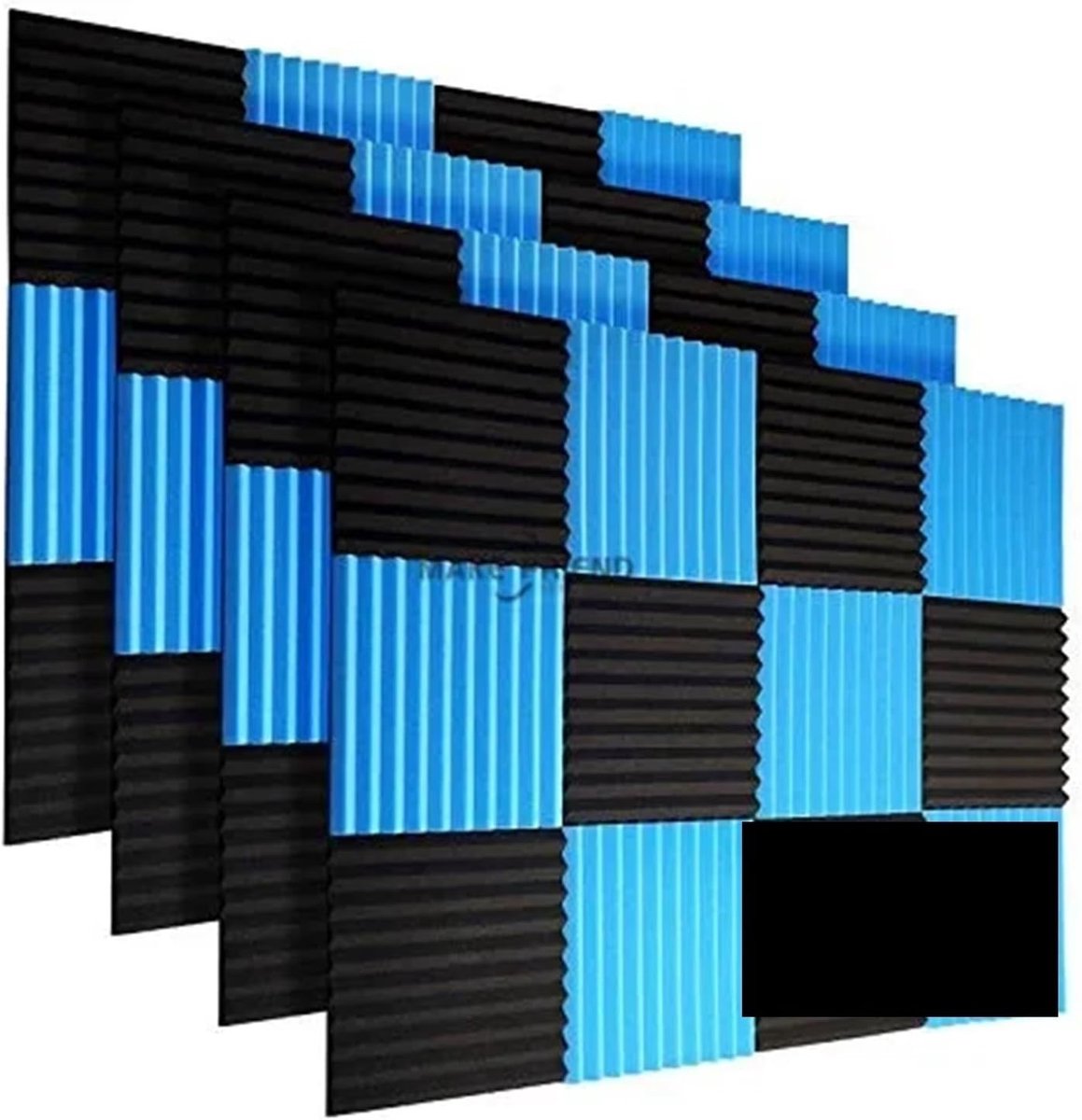 Geluidsisolatie Schuimplaten - Akoestische Panelen - Studio Opnames - Geluidsabsorberend Ontwerp - 48 Stuks 30x30cm - Zwart Blauw