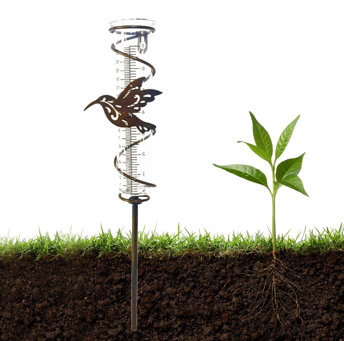 Regenmeter Glas - Neerslagmeter Tuin - Buiten Meten - Inclusief Standaard - 7 Inch - Brons