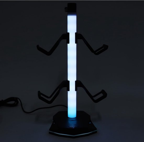 RGB Headsetstandaard - Bureau Organizer - Gaming Setup - 4 Lichtmodi - 31 cm - Zwart — afbeelding 3