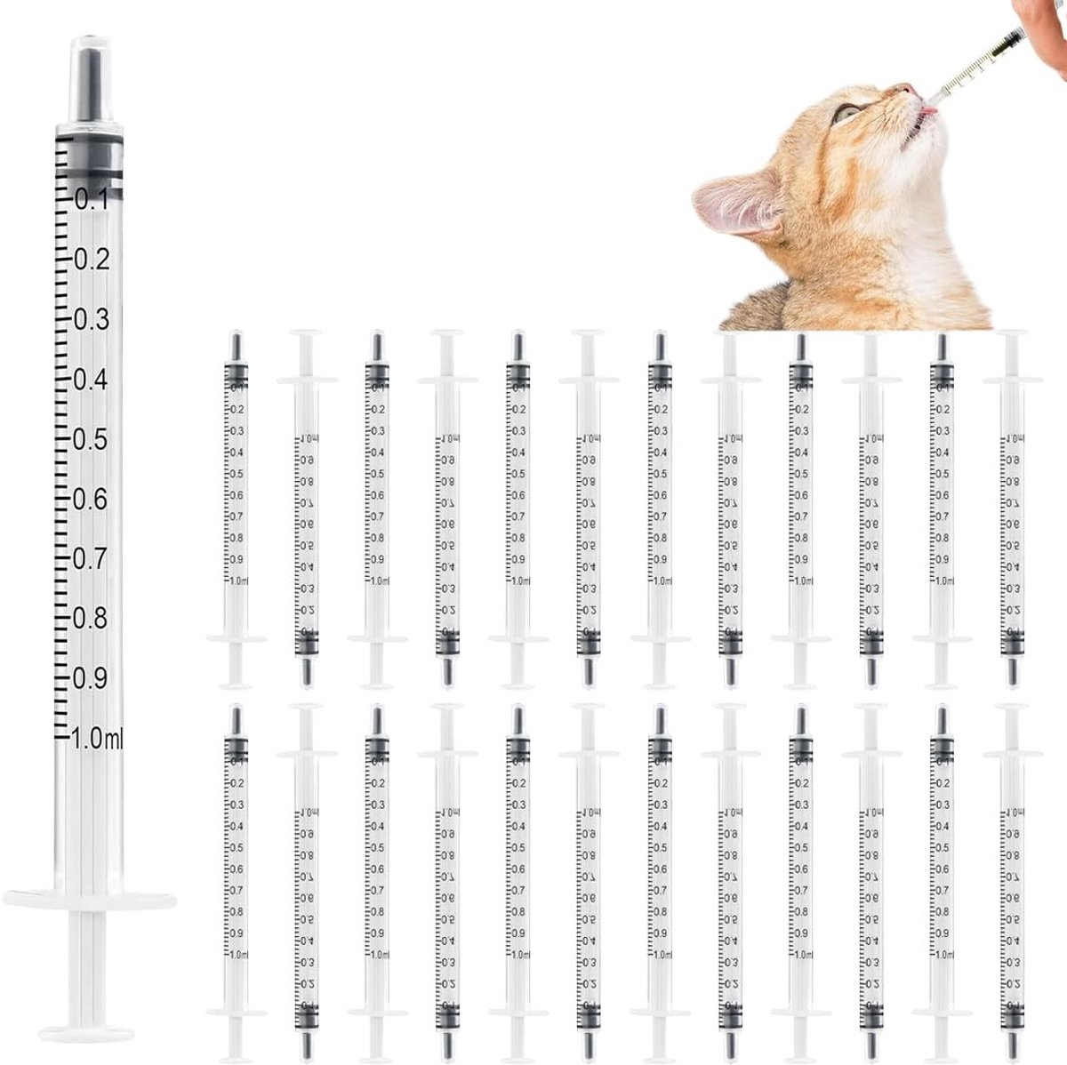 Dailygoods- Kunststof Spuiten 25 Stuks - 1 ml - Colostrumspuit - Voor Vloeistoffen - Huisdiervoeding - Laboratoria - Veilig Ontwerp - Doseringsspuit